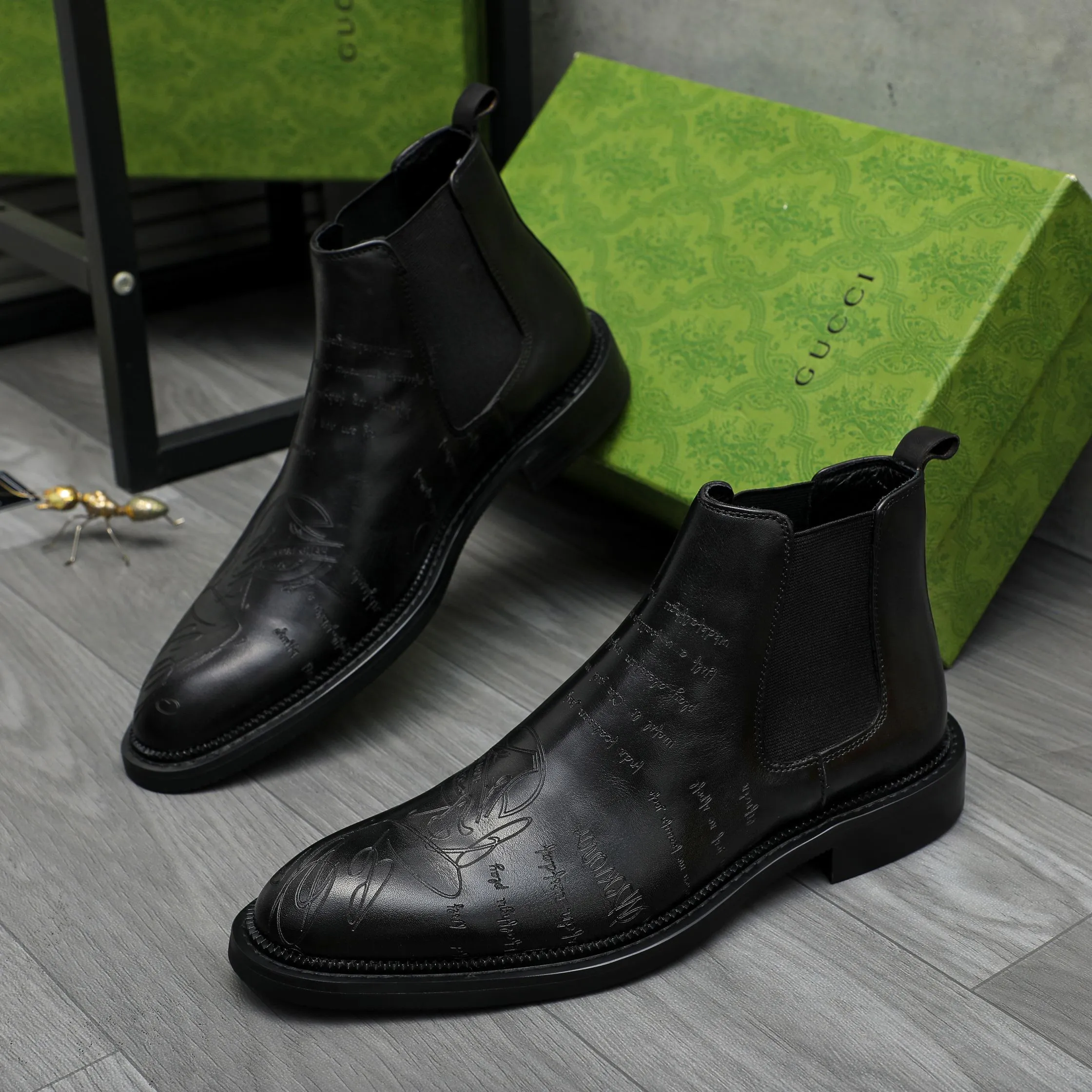 Men's shoes 💰p620 Product trademark: GUCCI "Gucci" high-top business leather shoes Regular size: 37-46 (37.46 custom-made, non-refundable) Product materials: Selected carved cowhide upper, pigskin lining, rubber outsole